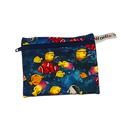 Tropical Fish - Snack Bag - Small Pippins Waterproof Pouch for Food, Makeup and more, Eco-Friendly and Washable Lunch, Travel, and Storage