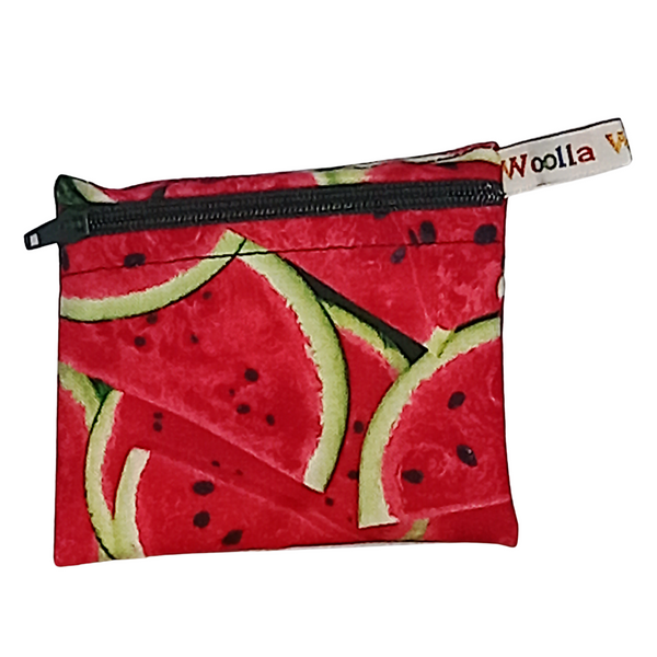 Watermelon Slice - Snack Bag - Small Pippins Waterproof Pouch for Food, Makeup and more, Eco-Friendly and Washable Lunch, Travel, and Storage