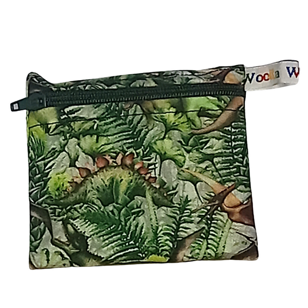 Jungle Dinosaur - Snack Bag - Small Pippins Waterproof Pouch for Food, Makeup and more, Eco-Friendly and Washable Lunch, Travel, and Storage