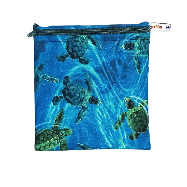 Sea Turtle Blue - Small Poppins Pouch Washable Snack Bag