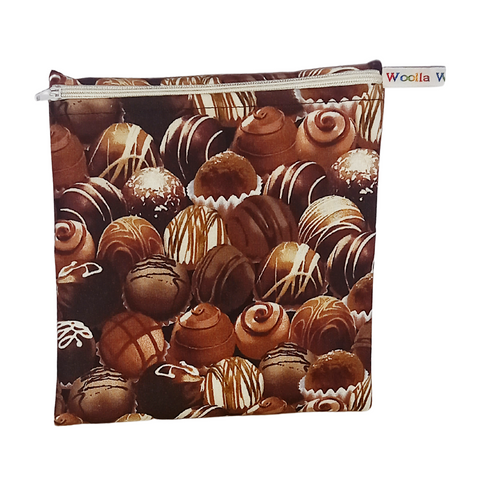 Chocolates -  Medium Poppins Pouch Washable Sandwich Bag - Vegan Alt. to Wax Wrap
