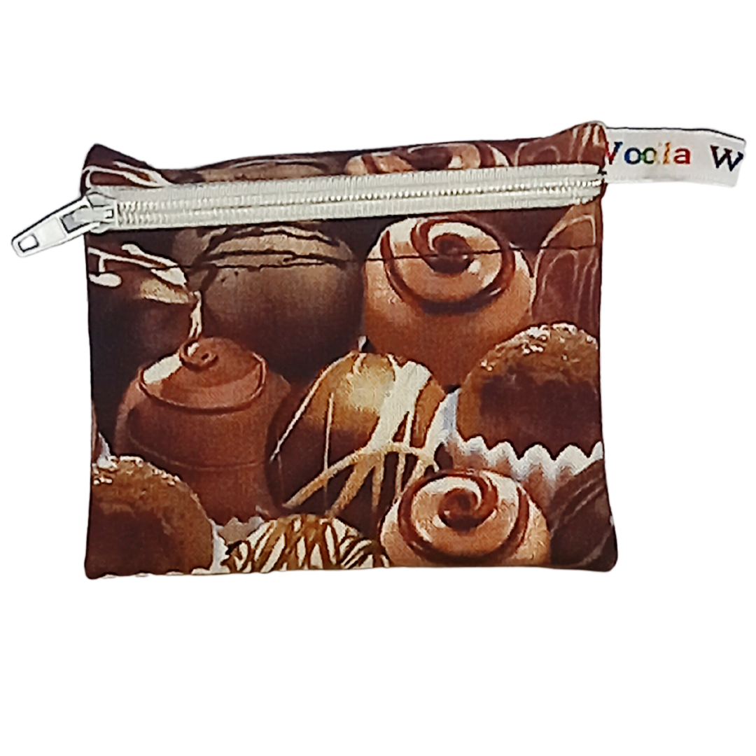 Chocolates - Snack Bag - Small Pippins Waterproof Pouch for Food, Makeup and more, Eco-Friendly and Washable Lunch, Travel, and Storage