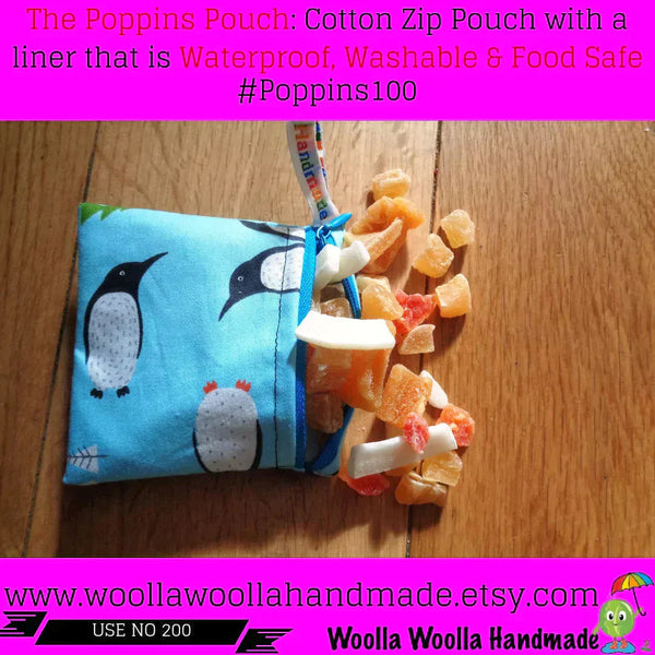 Panda Panda - Snack Bag - Small Pippins Waterproof Pouch for Food, Makeup and more, Eco-Friendly and Washable Lunch, Travel, and Storage