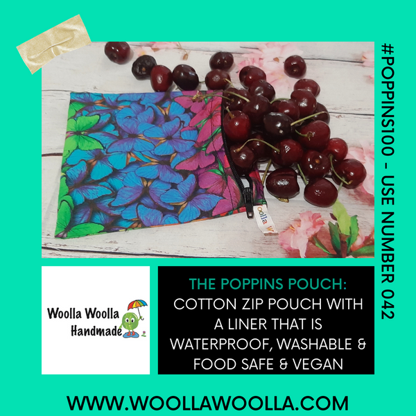6 Inch Square  Zipped Medium Poppins Pouch Washable Sandwich Bag - Vegan Alternative to Wax Wrap