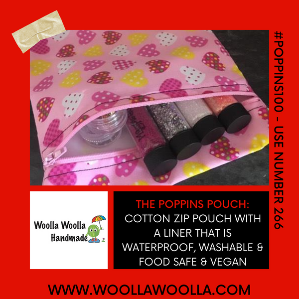 Poppy Stem -  Medium Poppins Pouch Washable Sandwich Bag - Vegan Alt. to Wax Wrap
