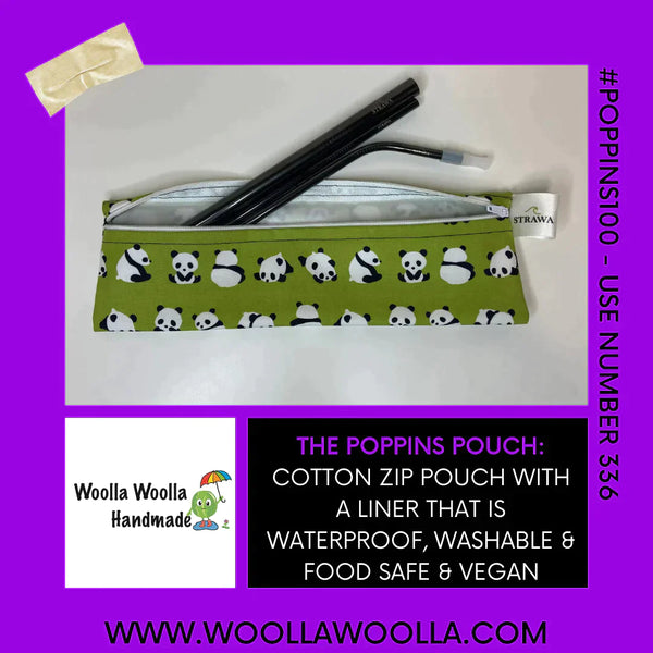 Charcoal Bee - XL  Straw/Cutlery/Chopstick Poppins Pouch