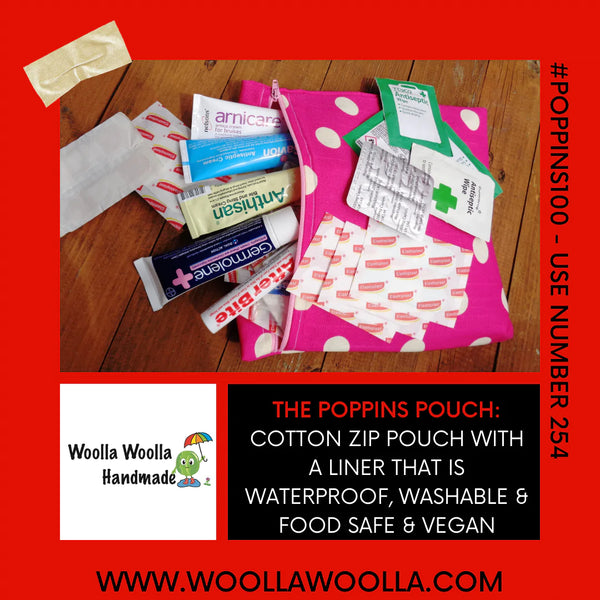 Panda Panda - Large Poppins Pouch - Waterproof, Washable, Food Safe, Vegan, Lined Zip Bag