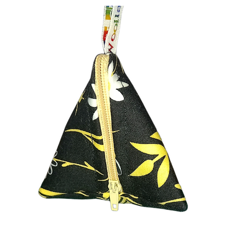 Black Floral Bee - Tri-Keyring Snack Poppins Pouch