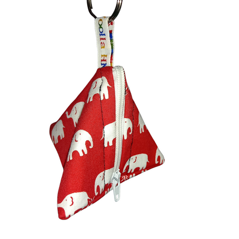 Red Elephant - Tri-Keyring Snack Poppins Pouch