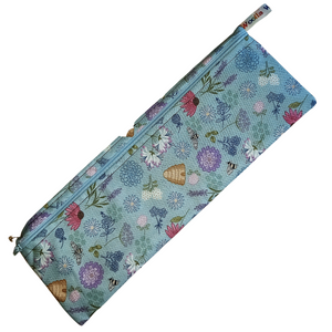 Blue Floral Bee Hive - XL  Straw/Cutlery/Chopstick Poppins Pouch