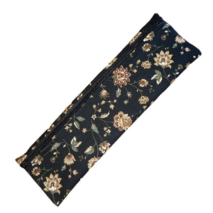 Black Vintage Floral -  Reusable Straw Cutlery Chopstick Utensil Poppins Pouch