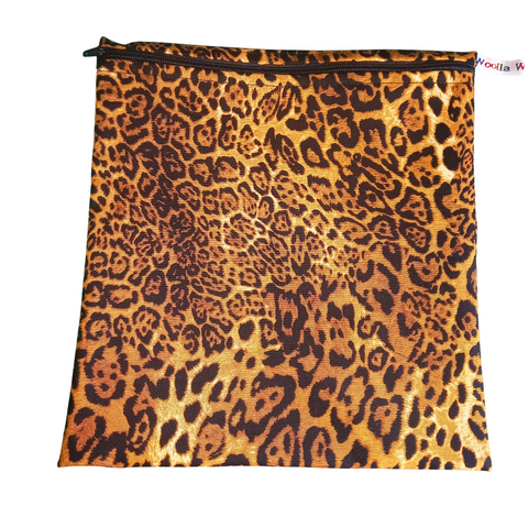 Lynx Animal Print - Large Poppins Pouch - Waterproof, Washable, Food Safe, Vegan, Lined Zip Bag