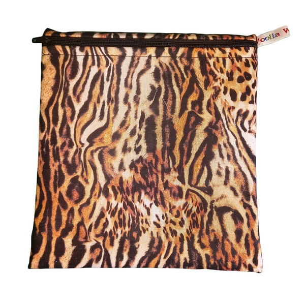 Tiger Animal Print -  Medium Poppins Pouch Washable Sandwich Bag - Vegan Alternative to Wax Wrap