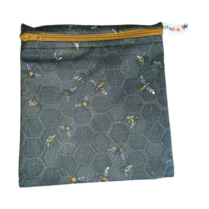 Charcoal Bee - Small Poppins Pouch Washable Reusable Snack Bag