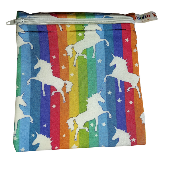 Rainbow Unicorn Stripe - Small Poppins Pouch Washable Reusable Snack Bag