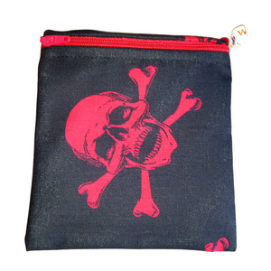 Big Red Pirate Skull - Small Poppins Pouch Washable Reusable Snack Bag