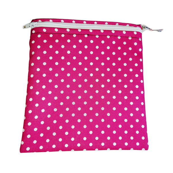 Cerise Polka Dot - Small Poppins Pouch Washable Reusable Snack Bag