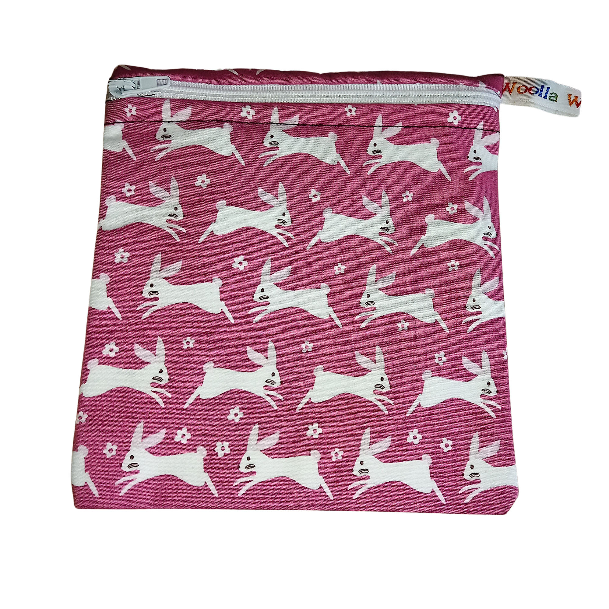 Pink Bunny - Small Poppins Pouch Washable Reusable Snack Bag