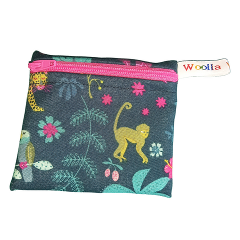 Jewelled Jungle - Snack Bag - Small Pippins Waterproof Pouch for Food, Makeup and more, Eco-Friendly and Washable Lunch, Travel, and Storage