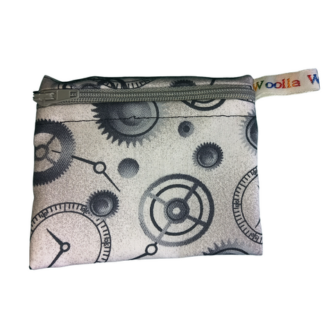 Cogs And Clocks - Snack Bag - Small Pippins Waterproof Pouch for Food, Makeup and more, Eco-Friendly and Washable Lunch, Travel, and Storage