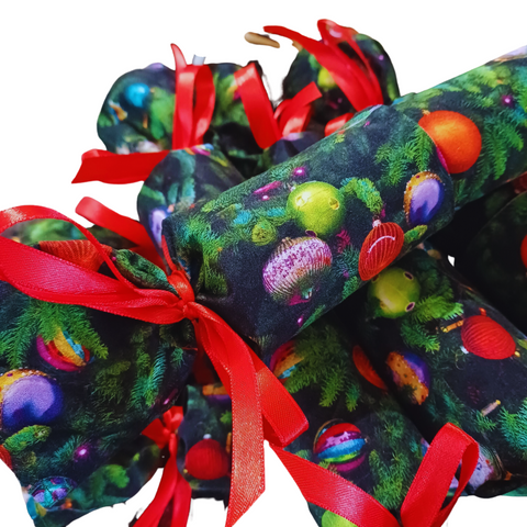 Baubles In Christmas Tree Fabric Reusable Christmas Cracker Pullable Eco Friendly Crackers Zero Waste