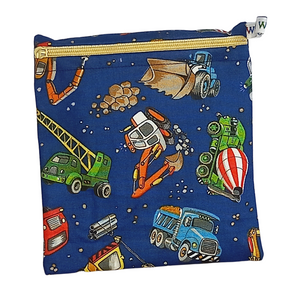 Construction Vehicles - Small Poppins Pouch Washable Snack Bag
