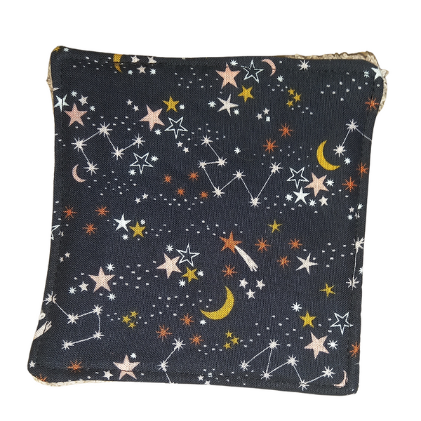 Reusable Cotton Wipes 4 Pack - Make Up - Toddler - Finger Wipes - Under The Stars with Blush Towelling