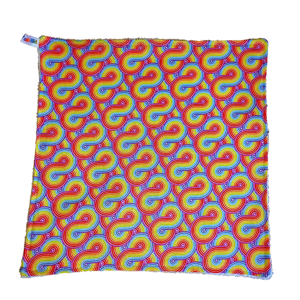 Face Flannel, Towel backed cloth, Bathroom Flannel, Face Wipe, Toddler Wipe, Makeup Remover, Eco Friendly, Plastic Free - Infinity Rainbow