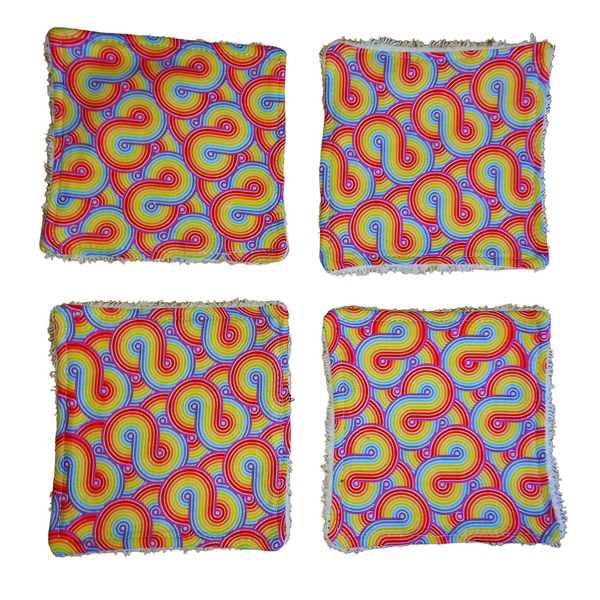Reusable Cotton Wipes 4 Pack - Make Up - Toddler - Finger Wipes - Infinity Rainbow