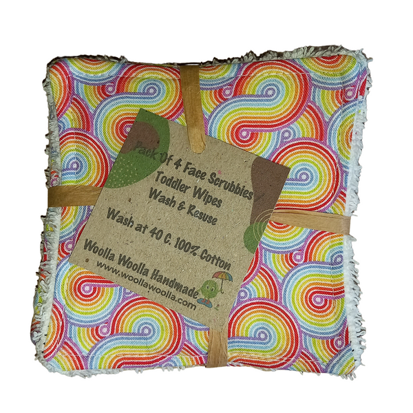 Reusable Cotton Wipes 4 Pack - Make Up - Toddler - Finger Wipes - Infinity Rainbow