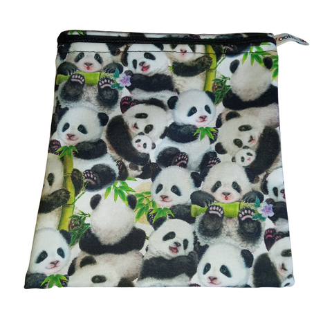 Panda Panda -  Medium Poppins Pouch Washable Sandwich Bag - Vegan Alt. to Wax Wrap