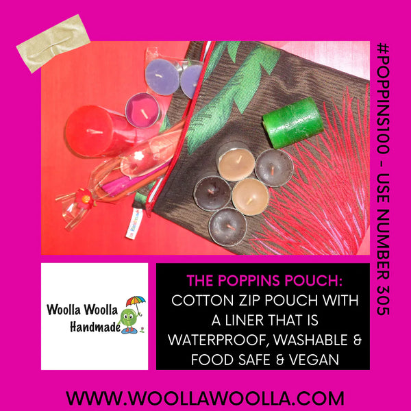 Under The Stars - Large Poppins Pouch - Waterproof, Washable, Food Safe, Vegan, Lined Zip Bag