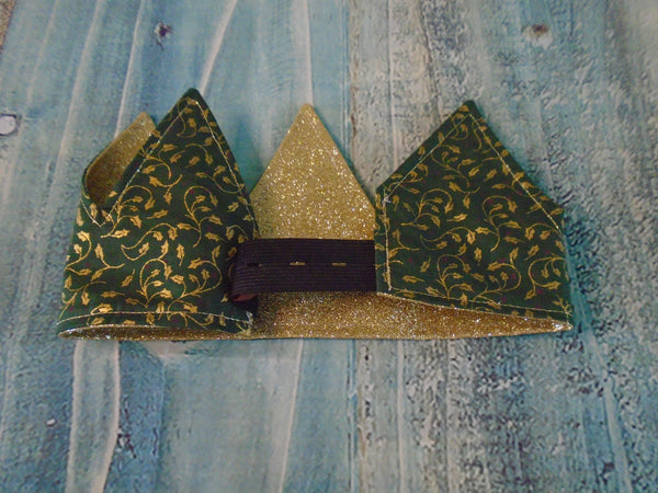 Mistletoe & Holly Red With Red Glitter Fabric Christmas Crown Reversible Adjustable 1 Size Fits All Party Birthday Crown Eco Zero Waste