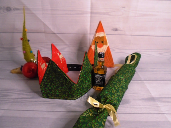 Festive Cats With Light Blue Glitter  Fabric Christmas Crown Reversible Adjustable One Size Fits All Party Hat Birthday Crown Zero Waste T2