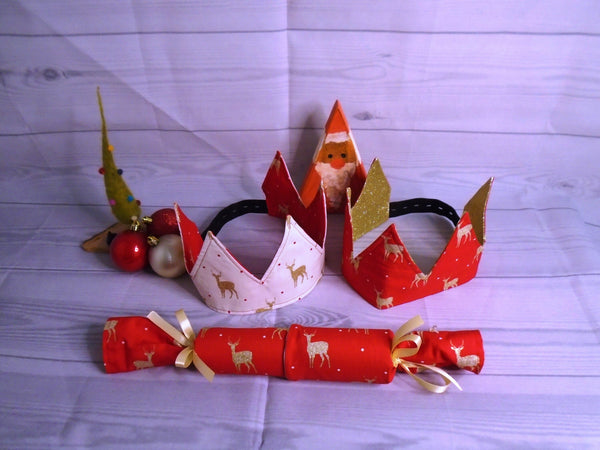 Festive Friends With Red Glitter Fabric Christmas Crown Reversible Adjustable 1 Size Fit All Party Hat Birthday  Zero Waste