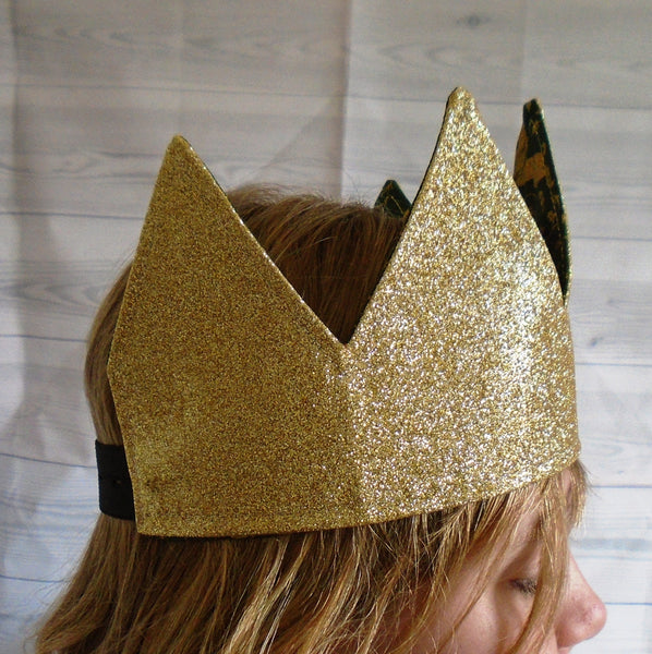 Ho Ho Ho With Red Glitter Fabric Christmas Crown Reversible Adjustable One Size Fits All Party Hat Birthday Crown Eco Zero Waste