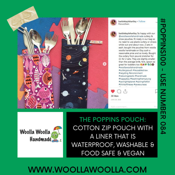 Totoro Print Reusable Zip Pouch: Waterproof Lined Utensil Case