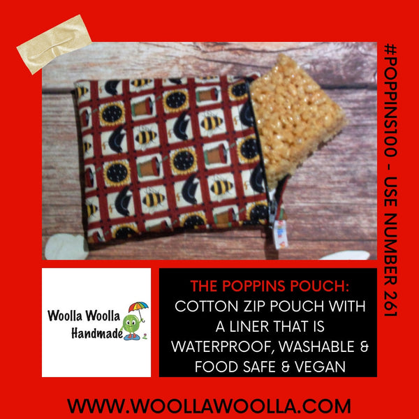 Small Reusable Snack Pouch Waterproof Food Bag, Eco-Friendly Washable Fabric Zip for Snacks, Change, Cosmetics, Accessories Forest Funghi