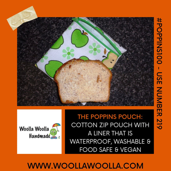 Reusable Snack Bag - Bikini Bag - Lunch Bag - Make Up Bag Small Poppins Waterproof Lined Zip Pouch - Sandwich - Period - Angel Dogs 2