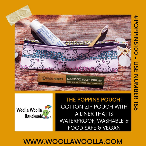 XL Straw Cutlery Pouch: Farm Vehicle Print, Waterproof Lined