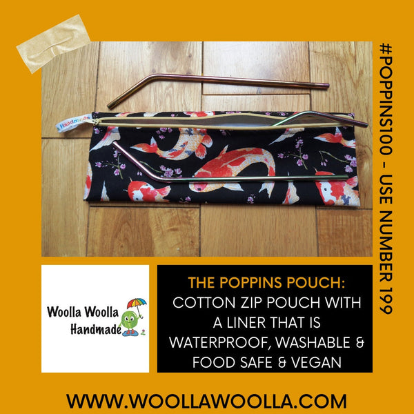 XL Straw Cutlery Pouch Extra Large Toothbrush Case, Pencil Bag, Crochet Hook Zip Pouch, Chopstick Case, Picnic  Work Lunch Orca Whale