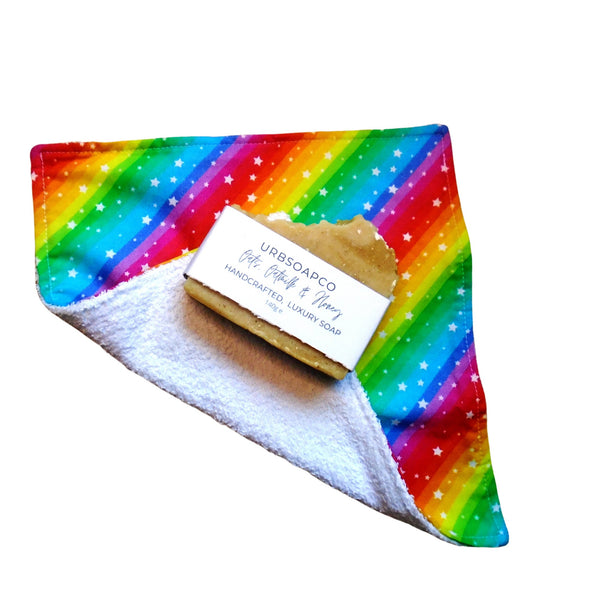 Face Flannel, Towel backed cloth, Wash Cloth, UnPaper Towel, Face Wipe, Makeup Remover, Eco Friendly, Plastic Free - Green Blocks