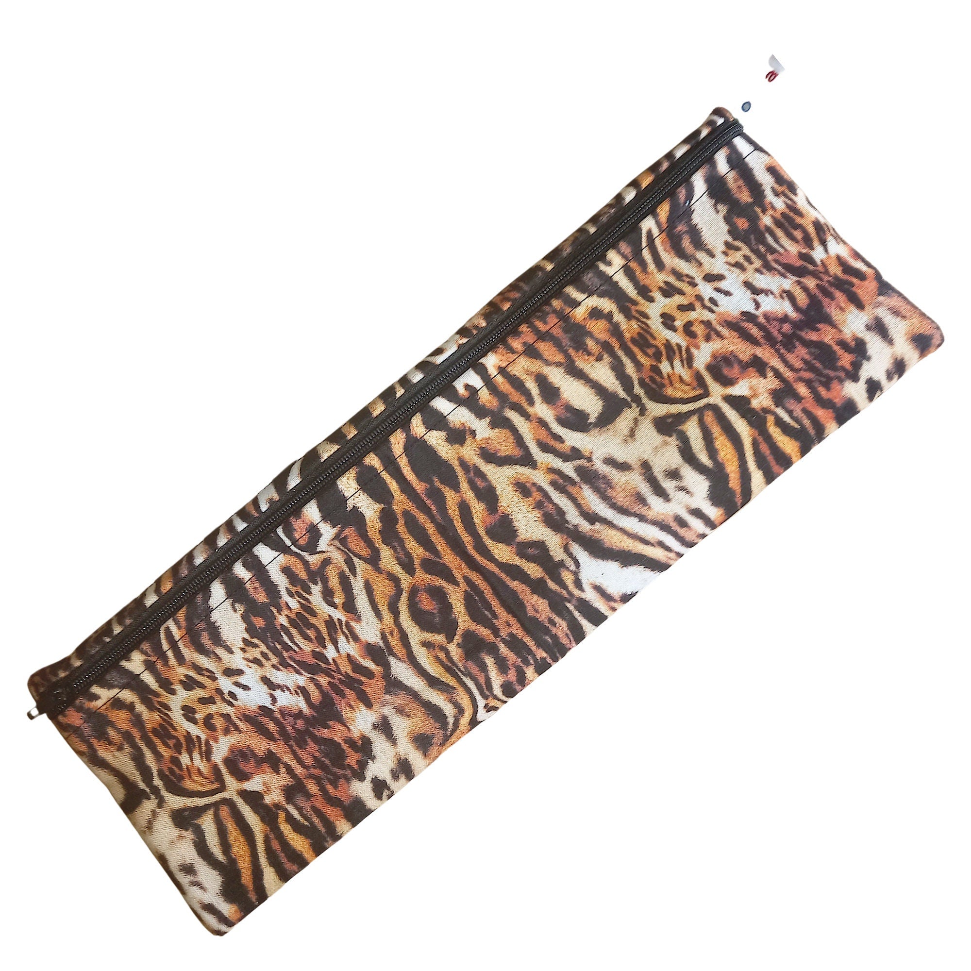 Straw Cutlery Pouch Extra Large, Toothbrush case, Pencil Bag, Crochet Hook Zip Pouch, Chopstick Case Picnic Work Lunch Tiger Animal Print