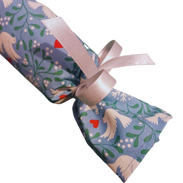 Fabric Reusable Christmas Cracker Pullable Eco Friendly Crackers, Zero Waste, Stocking Filler, Christmas Table Decoration, Mistletoe Doves