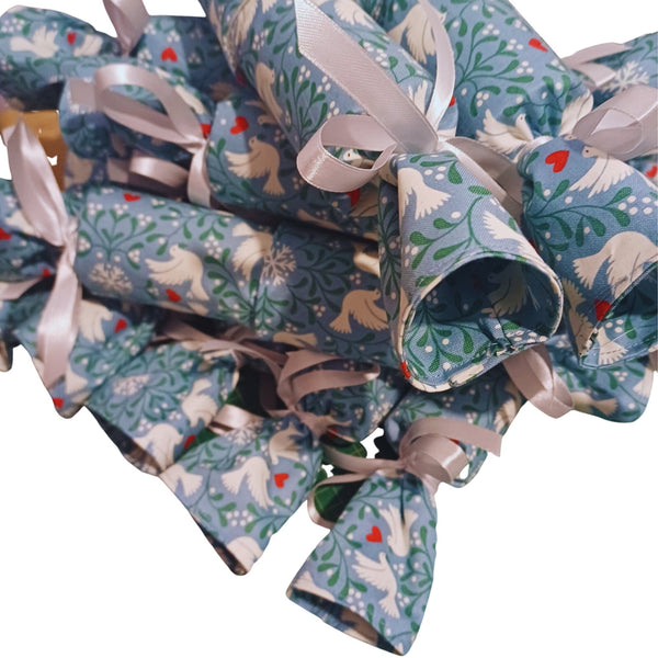 Fabric Reusable Christmas Cracker Pullable Eco Friendly Crackers, Zero Waste, Stocking Filler, Christmas Table Decoration, Mistletoe Doves