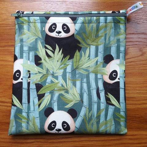 Reusable Sandwich Bag, Sanitary Pads Bag, Bagel Holder, Travel Makeup Bag Reusable Snack Pouch, Vegan Snack Box, Zip, Bamboo Panda Bear