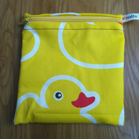 Reusable Snack Bag - Bikini Bag - Lunch Bag - Make Up Bag Small Poppins Waterproof Lined Zip Pouch - Sandwich - Period Big Rubber Ducky