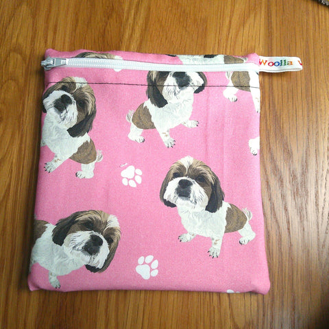 Reusable Snack Bag - Bikini Bag - Lunch Bag - Make Up Bag Small Poppins Waterproof Lined Zip Pouch - Sandwich - Period - Small Toy Dog