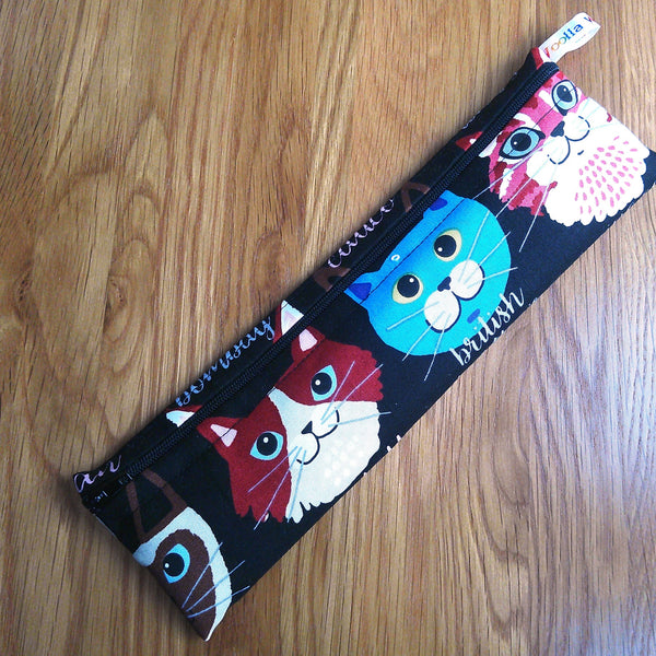 Straw Cutlery Pouch Washable Reusable Chopstick Utensil Crochet Hook Pencil Pen Case Waterproof Lined Zip Pouch Eco Cat Breeds