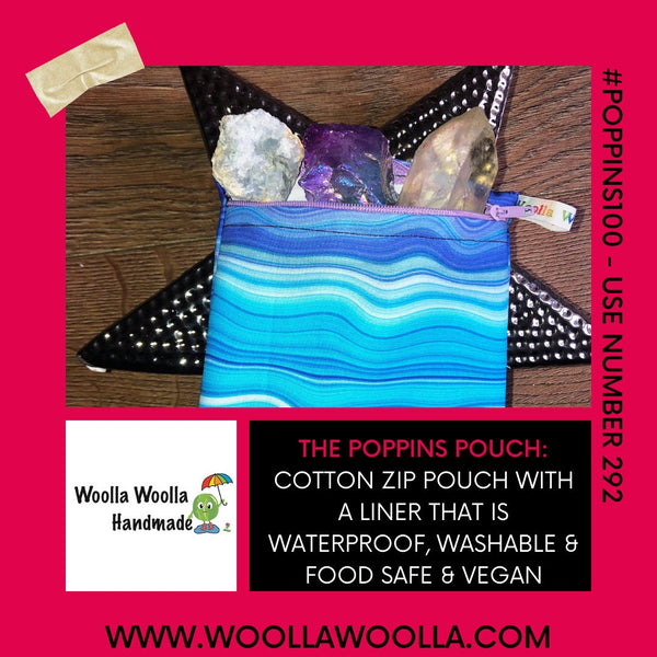 Pippins Reusable Snack Pouch, Pocket Sized Waterproof Food Safe Zip Bag, Washable Eco Lunch Pouch,  Mini Snack Bag Handmade Galaxy Stripe